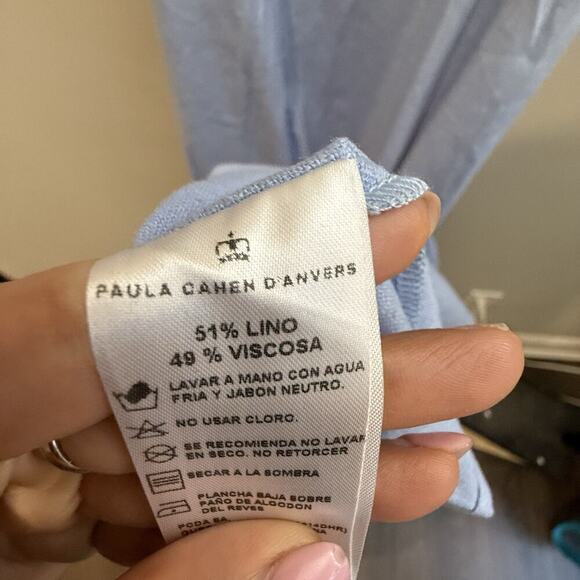 Maxi Dress By Paula Cahen D’anvers Linen Light Blue Summer Chic Size L/3 1866 - Picture 6 of 9